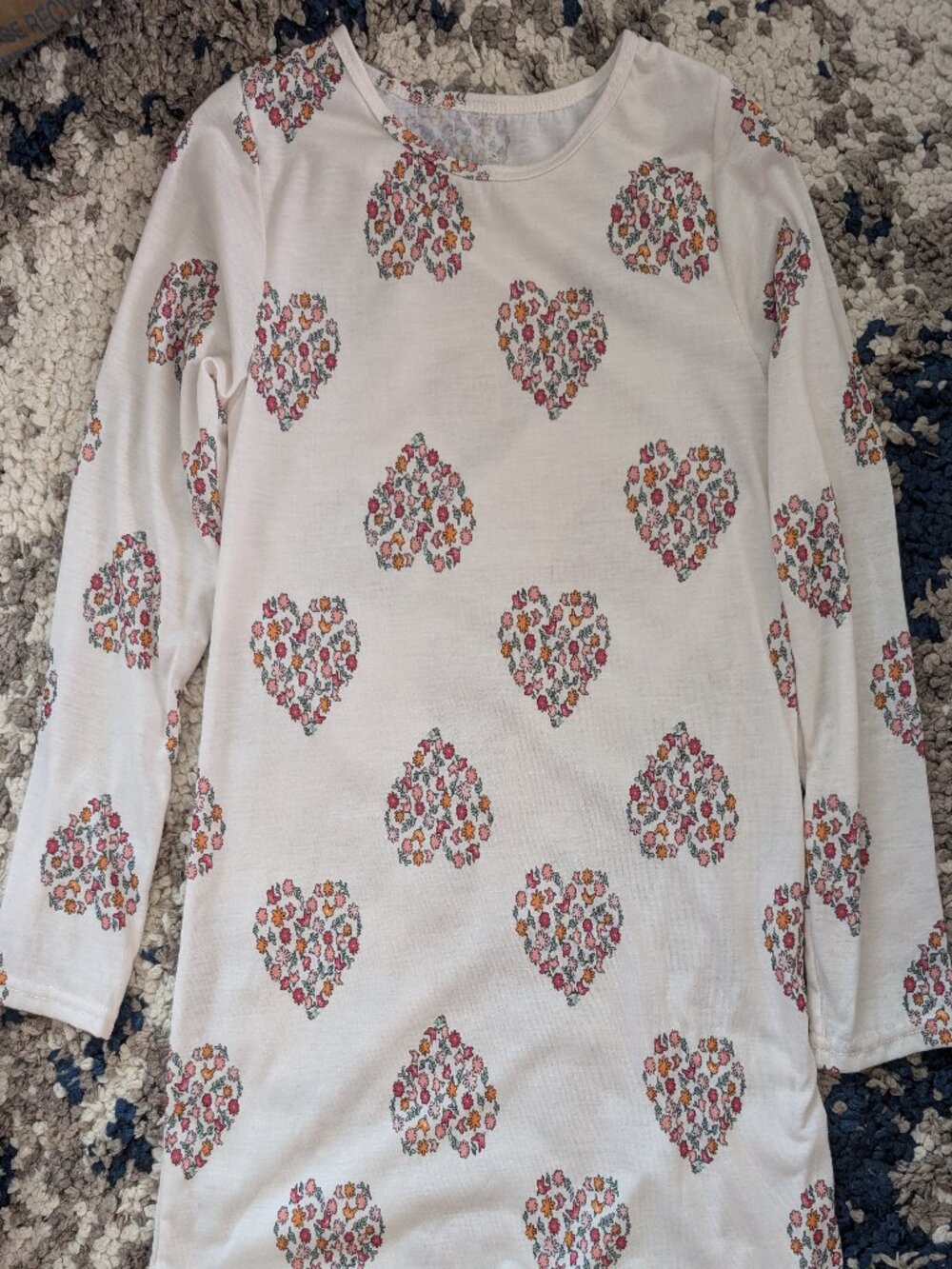 Cute Hearts Design Long Sleeve Nightgown Girls 14